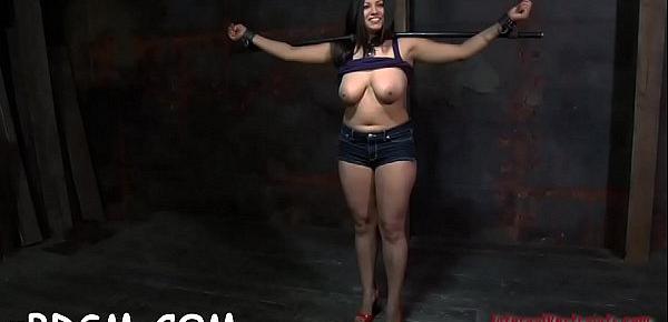  Chained hotty desires hardcore torturing for her cunt